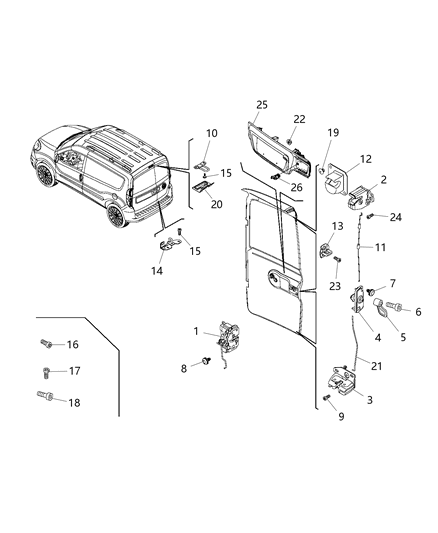 2017 Ram ProMaster City  STRIKER-Door Latch Diagram for 68266351AA