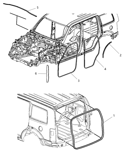 2009 Jeep Liberty  WEATHERSTRIP-Rear Door Body Mounted Diagram for 5112244AB