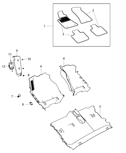 2019 Dodge Charger  Mat Kit-Floor - Rear Diagram for 5YR71DX9AB
