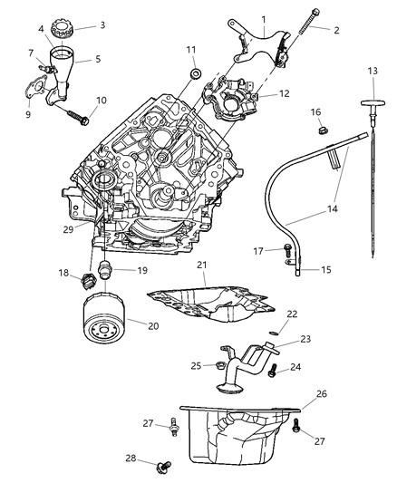 2002 Dodge Ram 1500  Gasket-Oil Fill Housing Diagram for 53020889AB