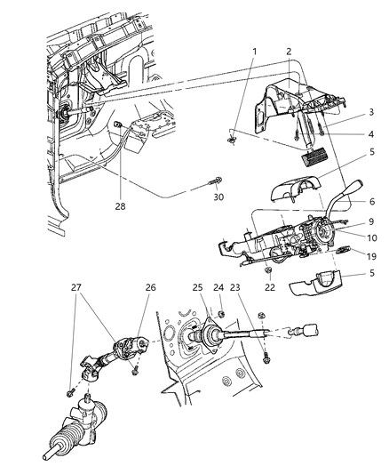 2005 Dodge Dakota  Lever-Gearshift Diagram for 55366748AA
