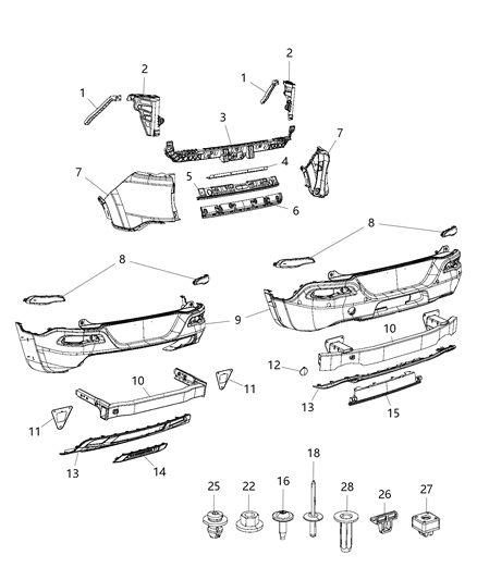 2014 Jeep Cherokee Rear Upper Bumper Cover Diagram for 5LT13TZZAD