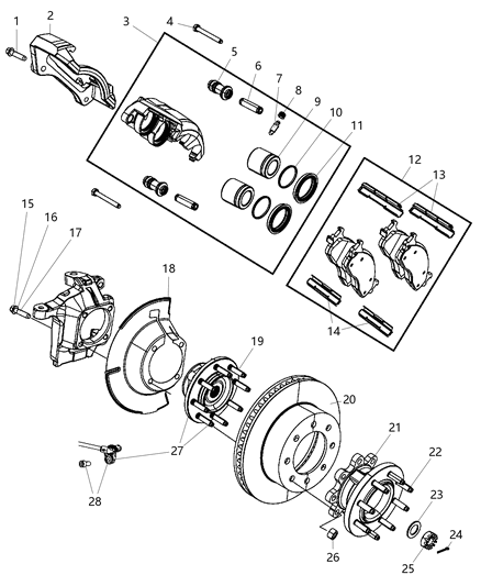 2008 Dodge Ram 3500  Hub-Brake Diagram for 2AMVH206AA