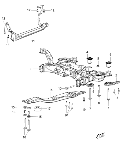 2012 Dodge Journey  BUSHING-CROSSMEMBER Diagram for 4766276AA