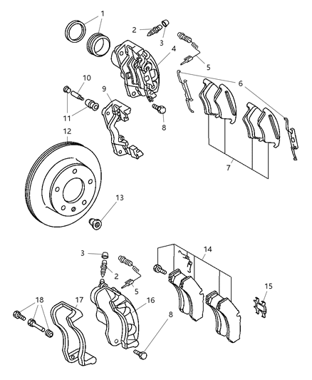 2004 Dodge Sprinter 2500  Disc Brake Pad Set-Pad Kit Front Diagram for 5103790AA