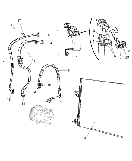 2008 Chrysler PT Cruiser  Line-A/C Suction Diagram for 5058001AG