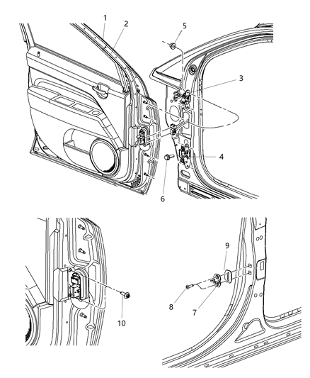 2011 Jeep Compass  Door Hinge Diagram for 5074257AB
