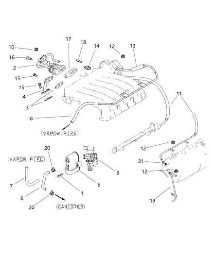 1997 Dodge Avenger  Egr Tube Flange Gasket Diagram for 4591218