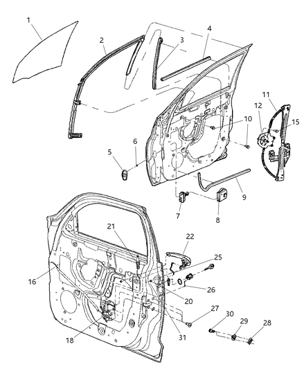 2001 Chrysler PT Cruiser  WEATHERSTRIP-Front Door Glass Diagram for 4724776AB