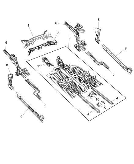 2016 Dodge Dart REINFMNT-Floor Pan Diagram for 68082294AB