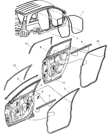 2006 Chrysler Pacifica  WEATHERSTRIP-Rear Door Belt Diagram for 5054118AG