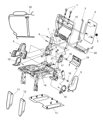 2006 Chrysler Town & Country  Panel-Seat Cushion Diagram for 5139392AA