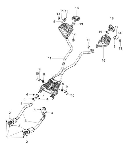 2018 Jeep Grand Cherokee  Exhaust Muffler And Tailpipe Diagram for 68276653AA