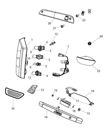 2012 Jeep Compass  GROMMET-Tail Lamp Diagram for 68188253AA