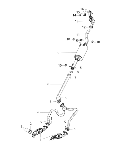 2021 Ram 1500  Exhaust Extension Pipe Diagram for 68268204AA