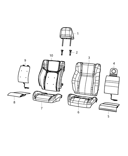 2020 Dodge Challenger  Front Seat Cushion Cover Diagram for 6BK32LR5AA