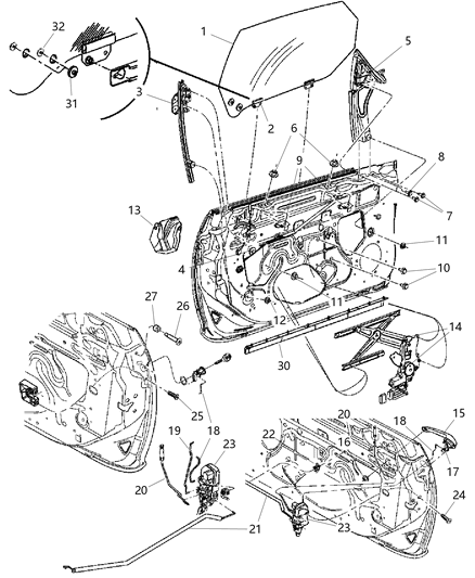 2005 Chrysler PT Cruiser  Front Door Exterior Diagram for 4724912AC