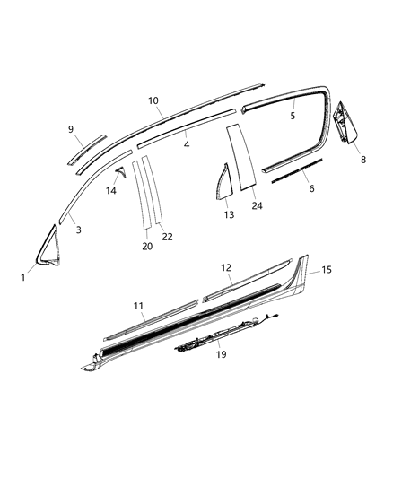 2019 Chrysler Pacifica  APPLIQUE-B Pillar Diagram for 68234032AD