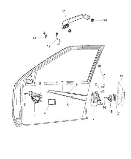 1998 Jeep Grand Cherokee  Door Latch, Front Diagram for 4798914AB