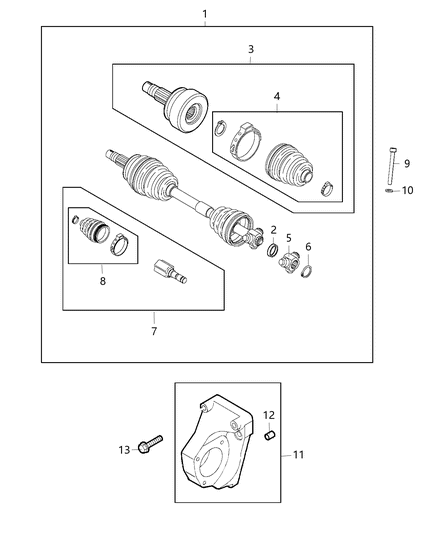 2015 Jeep Renegade  Boot Kit-Half Shaft Diagram for 68263498AA