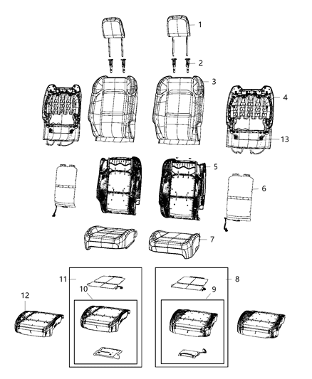 2021 Jeep Wrangler  Cover-Front Seat Back Diagram for 6PU14NR3AF