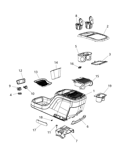 2019 Chrysler Pacifica  Liner-Cup Holder Diagram for 68312236AC