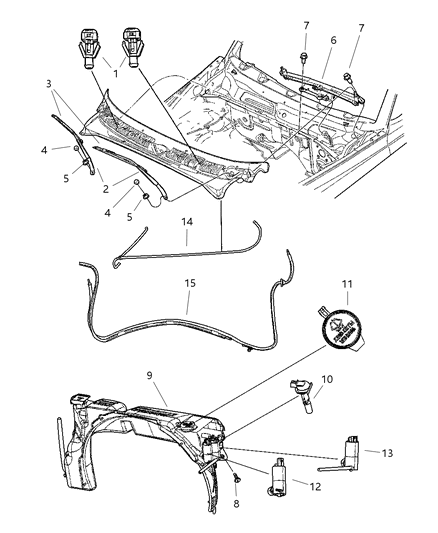 2003 Dodge Durango  Nozzle-Windshield Washer Diagram for 55077338AA