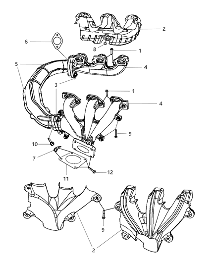 2009 Chrysler Town & Country  Exhaust Manifold Crossover Diagram for 4781042AF