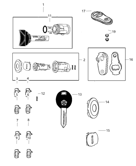 2005 Dodge Ram 1500  Key-Blank Diagram for 5018690AB