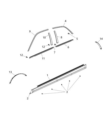 2019 Chrysler 300  APPLIQUE-B Pillar Diagram for 57010384AC