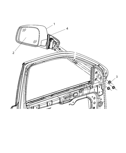 2015 Jeep Grand Cherokee  Door Side Rear View-Power Mirror Assembly Right Diagram for 5SG18AXRAB