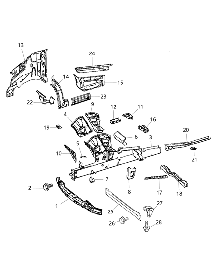 2009 Dodge Sprinter 3500  REINFMNT-Front Bumper Diagram for 68006349AA