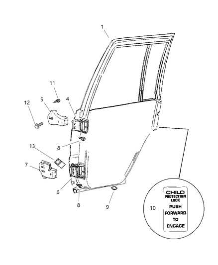 1997 Jeep Grand Cherokee  Door Half Hinge Diagram for 55076205AB