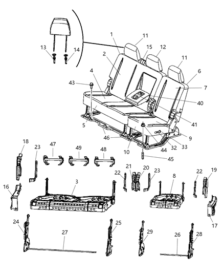 2006 Dodge Ram 2500  Nut-HEXAGON Nut-CONED Washer Diagram for 6100055