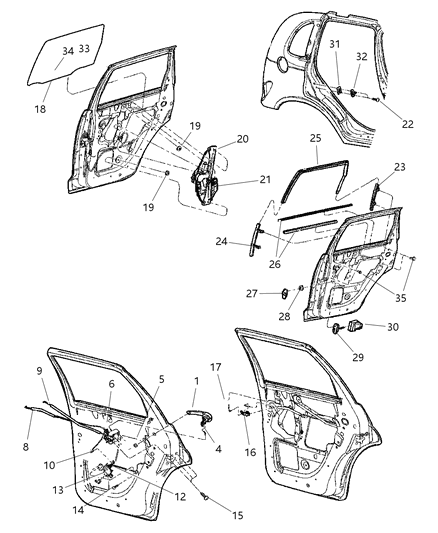 2001 Chrysler PT Cruiser  WEATHERSTRIP-Rear Door Glass Run Diagram for 4724778AB