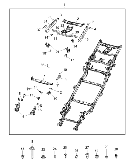 2021 Jeep Gladiator  Nut Diagram for 6505505AA