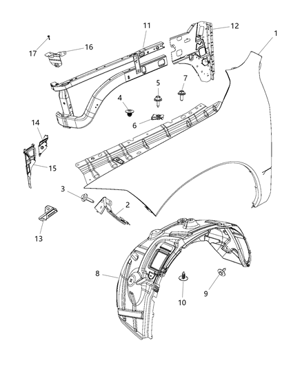 2013 Ram 3500  Closure-Fender Diagram for 68095950AB