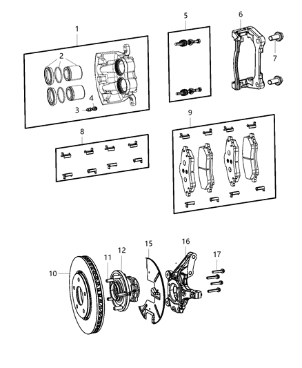 2017 Chrysler Pacifica  Brake Bearing Diagram for 68223504AC