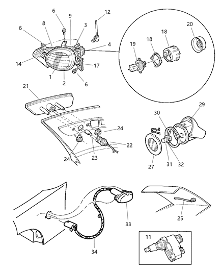1999 Dodge Neon  Lamp-UNDERHOOD Diagram for 56021441