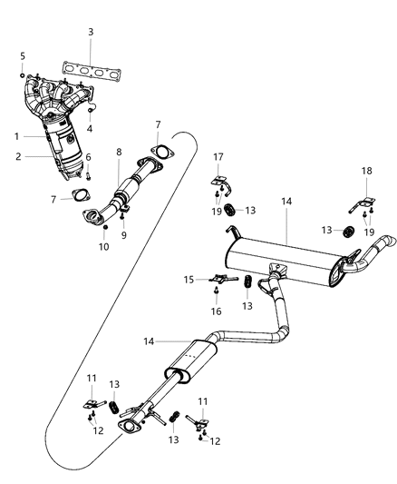 2016 Dodge Dart  Exhaust Manifold And Catalytic Converter Diagram for 68081818AC