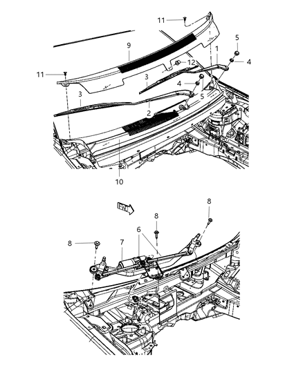 2012 Dodge Journey  Screen-COWL Diagram for 5178502AE