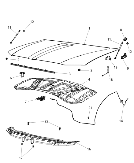 2019 Chrysler 300  MUCKET-Fender To COWL Diagram for 68040240AB
