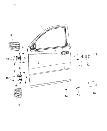2021 Dodge Durango  Lower Door Hinge Diagram for 55113664AI