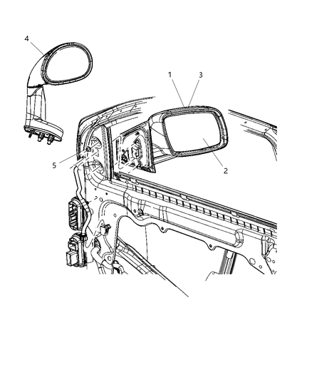 2009 Dodge Journey  Outside Rear View Mirror Diagram for 1CE281W1AC