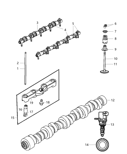 2008 Jeep Commander  PUSHROD-Intake Valve Diagram for 53021556AA