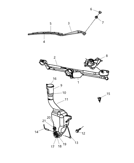 2007 Dodge Charger GROMMET-Windshield Washer Pump Diagram for 5102254AA