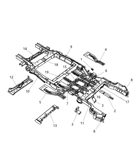 2015 Dodge Grand Caravan  REINFMNT-Floor Pan Diagram for 5109124AA