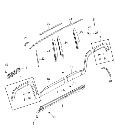 2019 Jeep Renegade  Molding-Rear Door Diagram for 5VX88LXHAA