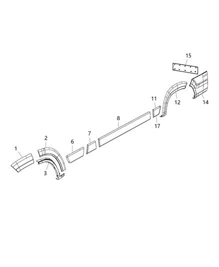 2020 Ram ProMaster 2500 Molding-Door Outside Diagram for 1ZT28JXWAB