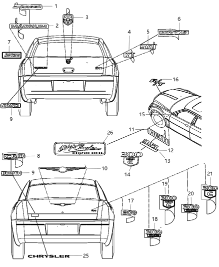 2006 Dodge Charger NAMEPLATE-HEMI Diagram for 4806328AA
